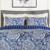 Ensemble d’édredon Lochlan 3 pièces pour lit double et grand lit - bleu marine et blanc