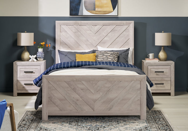 Ensemble d’édredon Lochlan 3 pièces pour lit double et grand lit - bleu marine et blanc