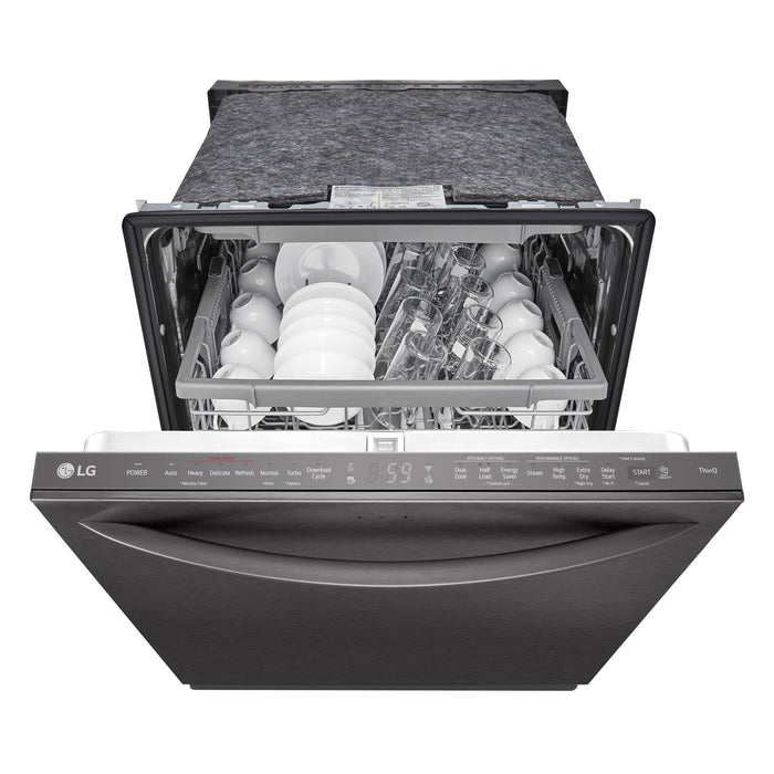 Lave-vaisselle intelligent encastré LG à 46 dBA de 24 po avec commandes sur le dessus et QuadWashMC - acier inoxydable noir Smudge-ProofMD - LDTS5552D