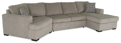 Made in Canada Legend 3-Piece Left-Facing Chenille Fabric Cuddler Sleeper Sectional with Chaise - Platinum Beige | Sofa-lit sectionnel enveloppant de gauche Legend 3 pièces fabriqué au Canada en tissu de chenille avec fauteuil long - beige platine