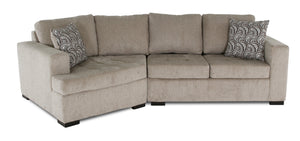 Sofa sectionnel de gauche Legend 2 pièces fabriqué au Canada en tissu de chenille avec fauteuil enveloppant - beige platine
