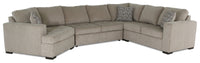  Sofa-lit sectionnel de gauche Legend 3 pièces fabriqué au Canada en tissu de chenille avec fauteuil enveloppant - beige platine