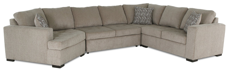 Sofa-lit sectionnel de gauche Legend 3 pièces fabriqué au Canada en tissu de chenille avec fauteuil enveloppant - beige platine