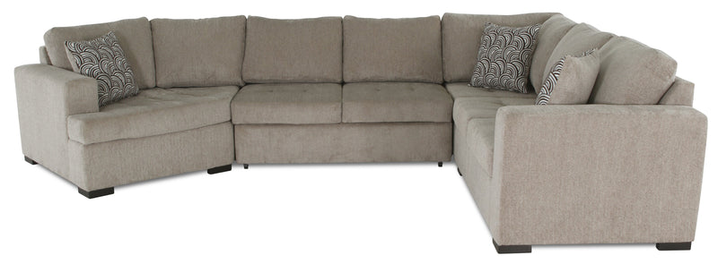 Sofa-lit sectionnel de gauche Legend 3 pièces fabriqué au Canada en tissu de chenille avec fauteuil enveloppant - beige platine
