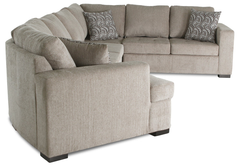 Sofa-lit sectionnel de gauche Legend 3 pièces fabriqué au Canada en tissu de chenille avec fauteuil enveloppant - beige platine