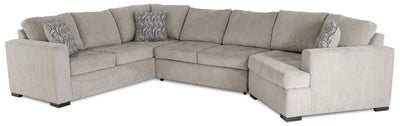 Made in Canada Legend 3-Piece Right-Facing Chenille Fabric Cuddler Sleeper Sectional - Platinum Beige | Sofa-lit sectionnel de droite Legend 3 pièces fabriqué au Canada en tissu de chenille avec fauteuil enveloppant - beige platine