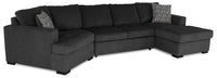  Sofa-lit sectionnel enveloppant de gauche Legend 3 pièces fabriqué au Canada en tissu de chenille avec fauteuil long - gris poivre