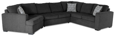 Made in Canada Legend 3-Piece Left-Facing Chenille Fabric Cuddler Sleeper Sectional - Pepper Grey | Sofa-lit sectionnel de gauche Legend 3 pièces fabriqué au Canada en tissu de chenille avec fauteuil enveloppant - gris poivre