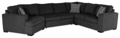 Made in Canada Legend 4-Piece Left-Facing Chenille Fabric Cuddler Sleeper Sectional - Pepper Grey | Sofa-lit sectionnel de gauche Legend 4 pièces fabriqué au Canada en tissu de chenille avec fauteuil enveloppant - gris poivre