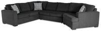  Sofa-lit sectionnel de droite Legend 3 pièces fabriqué au Canada en tissu de chenille avec fauteuil enveloppant - gris poivre