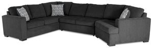 Sofa-lit sectionnel de droite Legend 3 pièces fabriqué au Canada en tissu de chenille avec fauteuil enveloppant - gris poivre