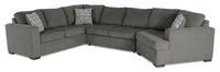  Sofa-lit sectionnel de droite Legend 3 pièces fabriqué au Canada en tissu de chenille avec fauteuil enveloppant - brun étain