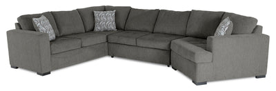 Made in Canada Legend 3-Piece Right-Facing Chenille Fabric Cuddler Sleeper Sectional - Pewter Brown | Sofa-lit sectionnel de droite Legend 3 pièces fabriqué au Canada en tissu de chenille avec fauteuil enveloppant - brun étain