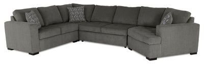 Made in Canada Legend 3-Piece Right-Facing Chenille Fabric Cuddler Sleeper Sectional - Pewter Brown | Sofa-lit sectionnel de droite Legend 3 pièces fabriqué au Canada en tissu de chenille avec fauteuil enveloppant - brun étain