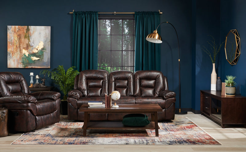 Fauteuil berçant et inclinable Leo de 41 po en tissu d’apparence cuir - brun noyer
