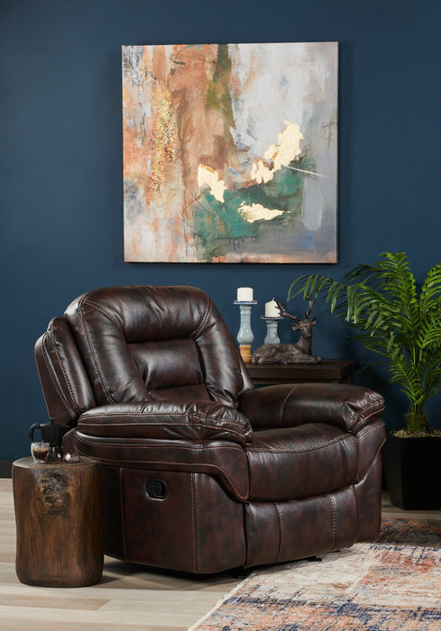 Fauteuil berçant et inclinable Leo de 41 po en tissu d’apparence cuir - brun noyer