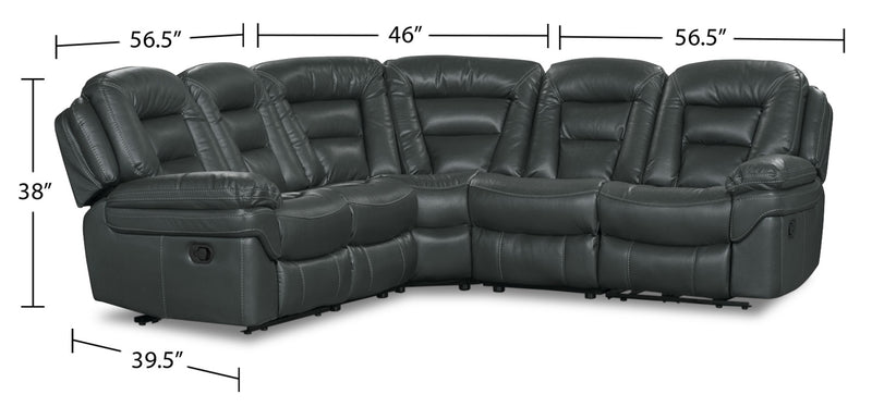 Sofa sectionnel inclinable Leo 5 pièces en tissu d’apparence cuir - gris