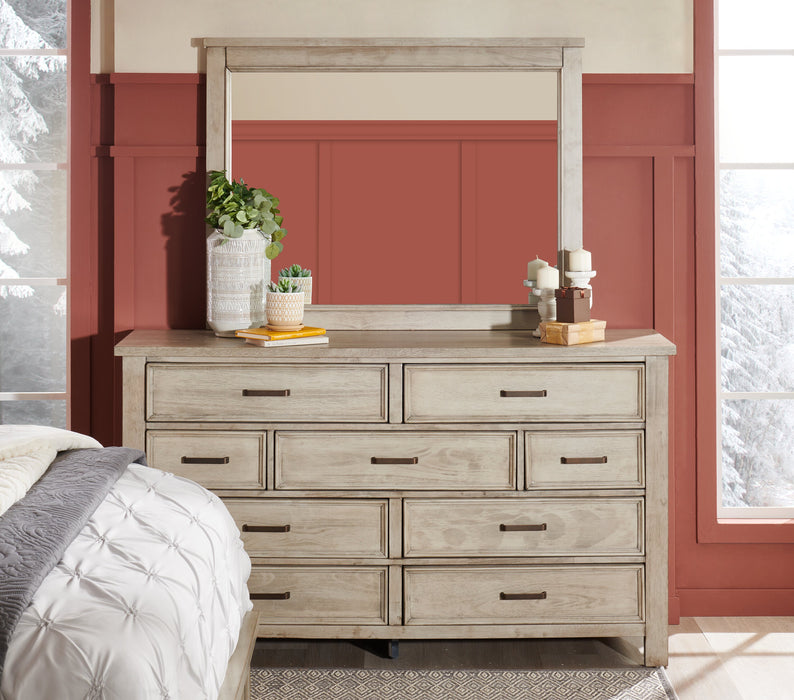 Commode Levi de 67 po (L) x 38 po (H) à 7 tiroirs en bois pour la chambre à coucher - gris bois de grève