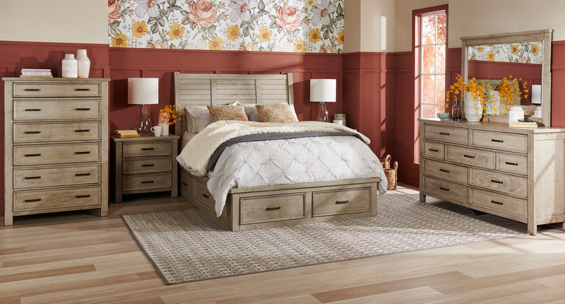 Commode verticale Levi de 39 po (L) x 56 po (H) à 6 tiroirs en bois pour la chambre à coucher - gris bois de grève