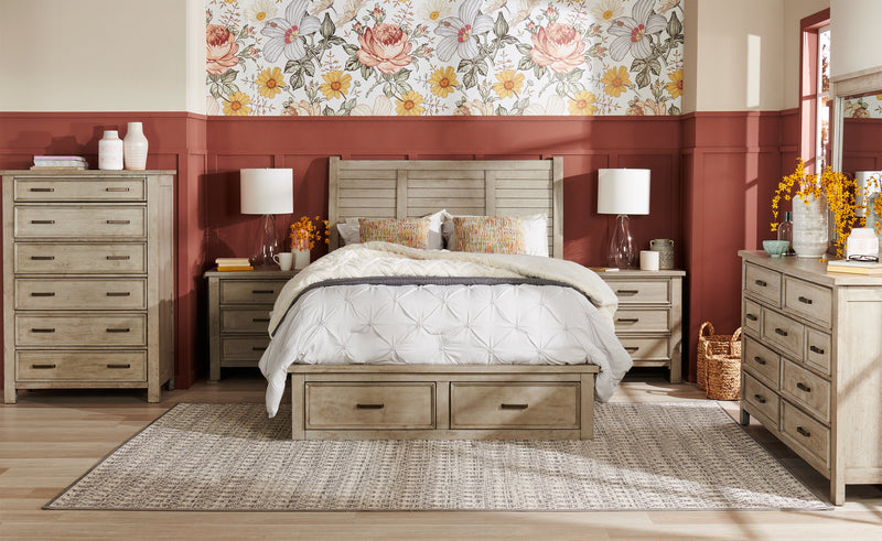 Commode Levi de 67 po (L) x 38 po (H) à 7 tiroirs en bois pour la chambre à coucher - gris bois de grève