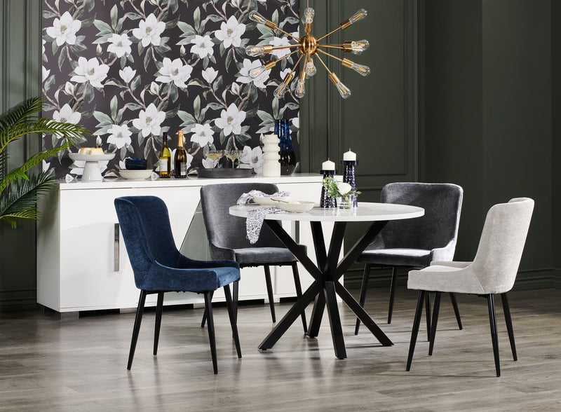 Chaise de salle à manger Lexi en tissu d’apparence velours et en métal - taupe