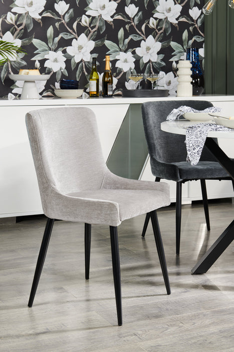 Chaise de salle à manger Lexi en tissu d’apparence velours et en métal - taupe