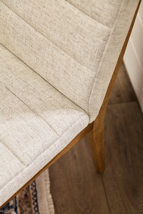Chaise de salle à manger Lotus en tissu de polyester et bois - gris clair