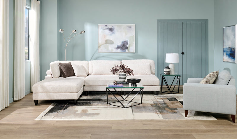 Sofa sectionnel modulaire Lounge 4 pièces en chenille avec pouf - beige 