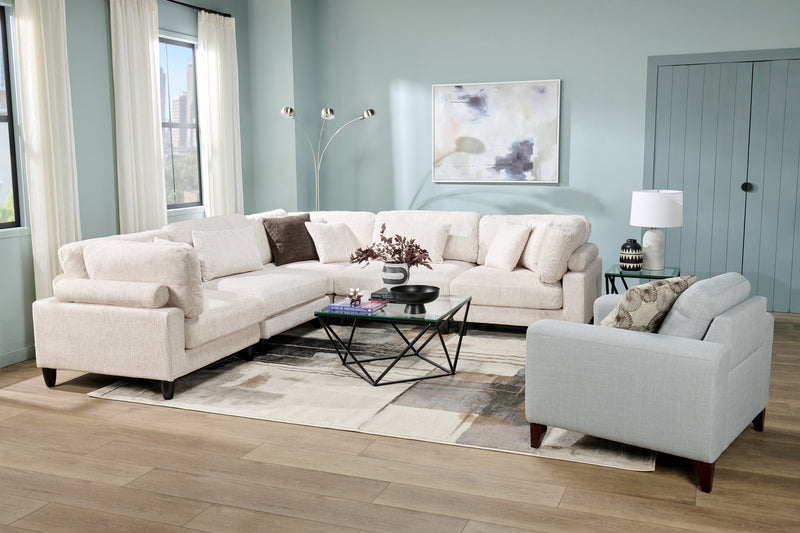 Sofa sectionnel modulaire Lounge 5 pièces en chenille - beige 