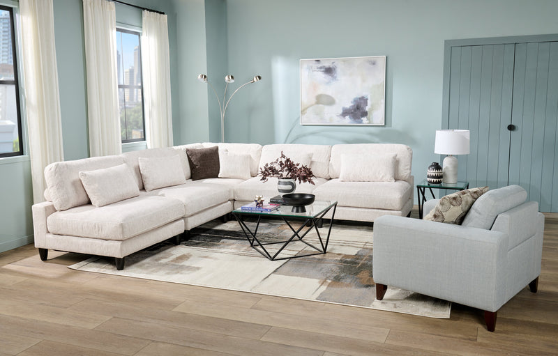 Sofa sectionnel modulaire sans accoudoirs Lounge 5 pièces en chenille - beige 