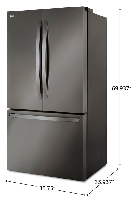 Réfrigérateur LG de 36 po et de 27 pi3 de profondeur comptoir à portes françaises - acier inoxydable noir PrintProofMC - LRFLC2706D