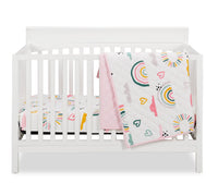  Literie Luna 3 pièces pour lit de bébé - blanc et rose