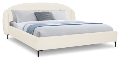 Luna Upholstered Wingback Bed in Taupe Fabric - King Size | Lit rembourré à oreilles Luna en tissu taupe - format très grand lit