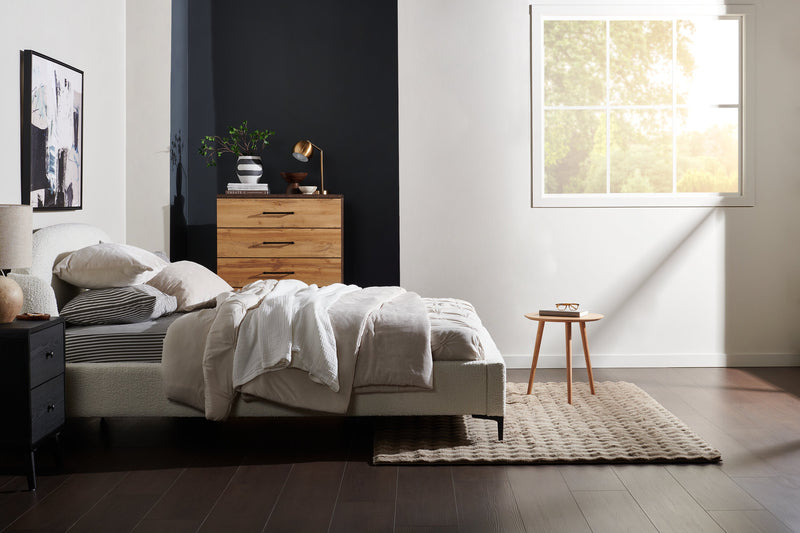 Table de nuit moderne du milieu du 20e siècle Milan de 22 po (l) x 26 po (H) à 2 tiroirs - noire