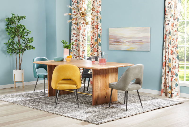 Chaise de salle à manger Bay de Kort & Co. en tissu de cuir végétalien et en métal - grise