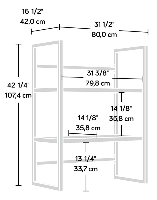 Crédence tout usage Manhattan Gate de 31,5 po de qualité commerciale à 2 tablettes - chêne mystique