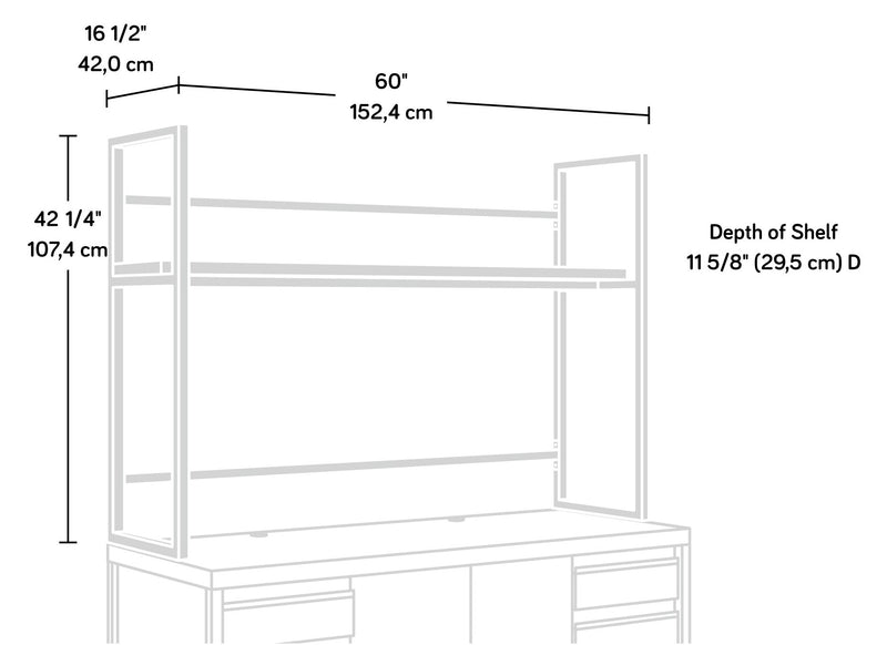 Crédence d’ordinateur Manhattan Gate de 60 po de qualité commerciale avec tablette - chêne mystique