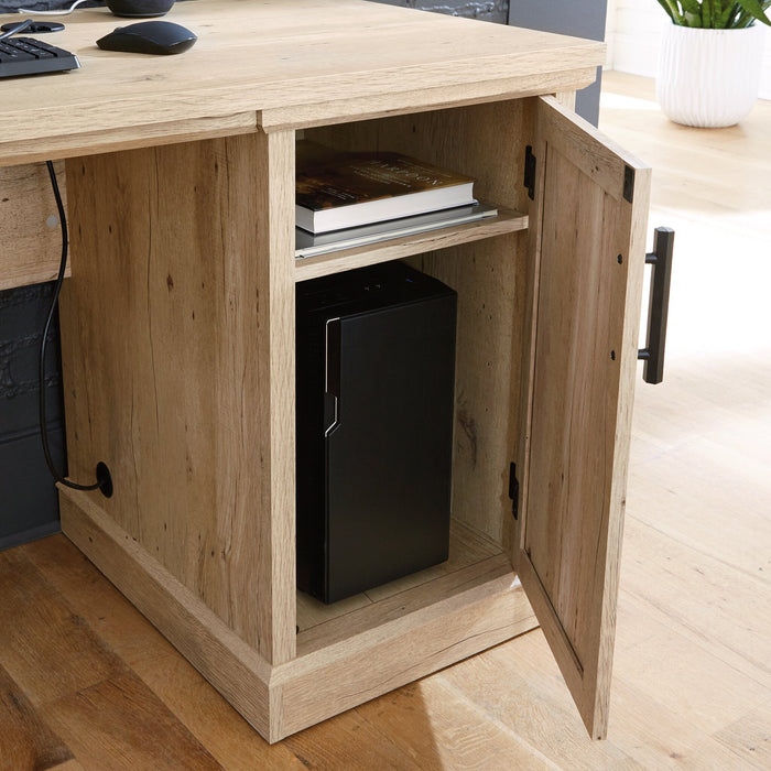 Bureau de style bahut Mason Peak de 71,10 po de qualité commerciale à 3 tiroirs avec armoire - chêne clair