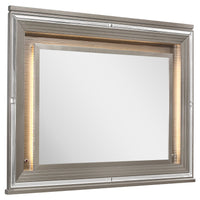  Miroir de commode de chambre à coucher somptueux Max avec éclairage à DEL - argenté