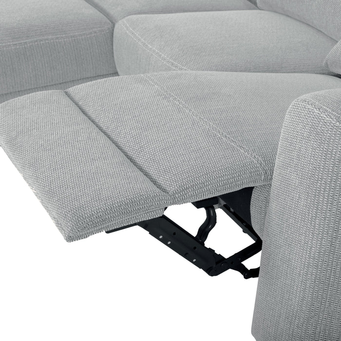 Sofa sectionnel de gauche à inclinaison électrique Meadow 2 pièces en tissu de chenille avec fauteuil long de rangement - gris rivière