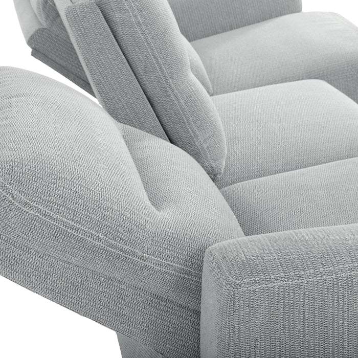 Sofa sectionnel de gauche à inclinaison électrique Meadow 2 pièces en tissu de chenille avec fauteuil long de rangement - gris rivière