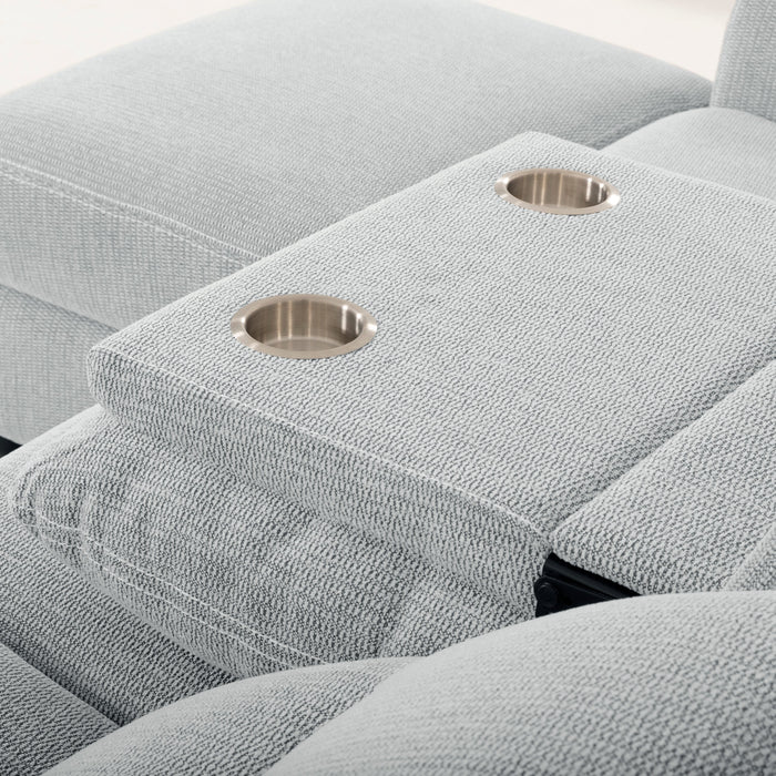 Sofa sectionnel de gauche à inclinaison électrique Meadow 2 pièces en tissu de chenille avec fauteuil long de rangement - gris rivière