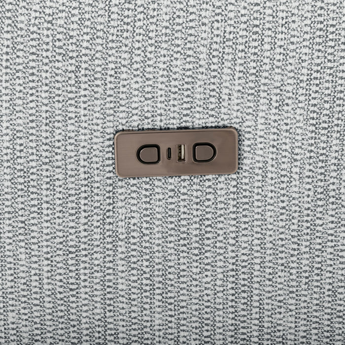 Sofa sectionnel de gauche à inclinaison électrique Meadow 2 pièces en tissu de chenille avec fauteuil long de rangement - gris rivière