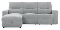  Sofa sectionnel de gauche à inclinaison électrique Meadow 2 pièces en tissu de chenille avec fauteuil long de rangement - gris rivière