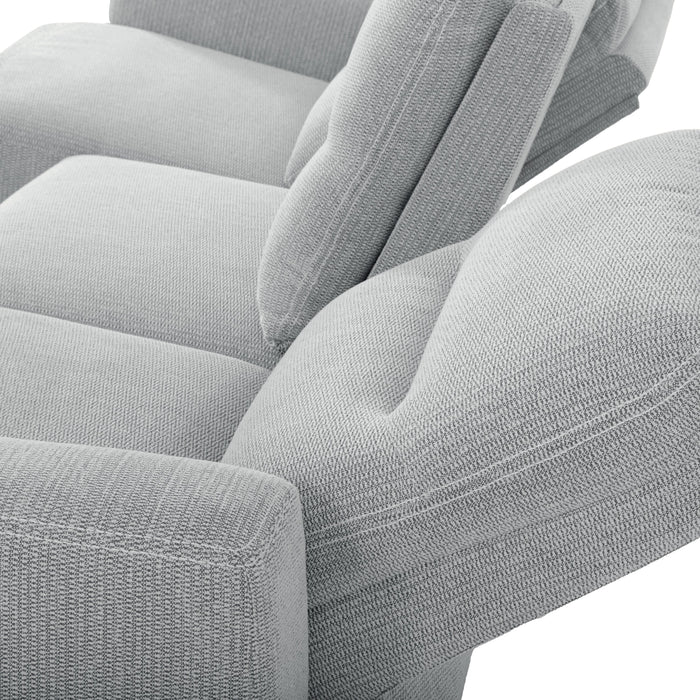 Sofa sectionnel de droite à inclinaison électrique Meadow 2 pièces en tissu de chenille avec fauteuil long de rangement - gris rivière