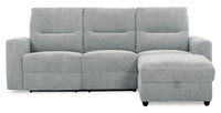  Sofa sectionnel de droite à inclinaison électrique Meadow 2 pièces en tissu de chenille avec fauteuil long de rangement - gris rivière