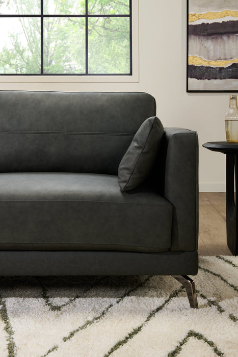 Sofa Melrose de 84,5 po en cuir véritable de qualité supérieure avec pattes en métal - gris