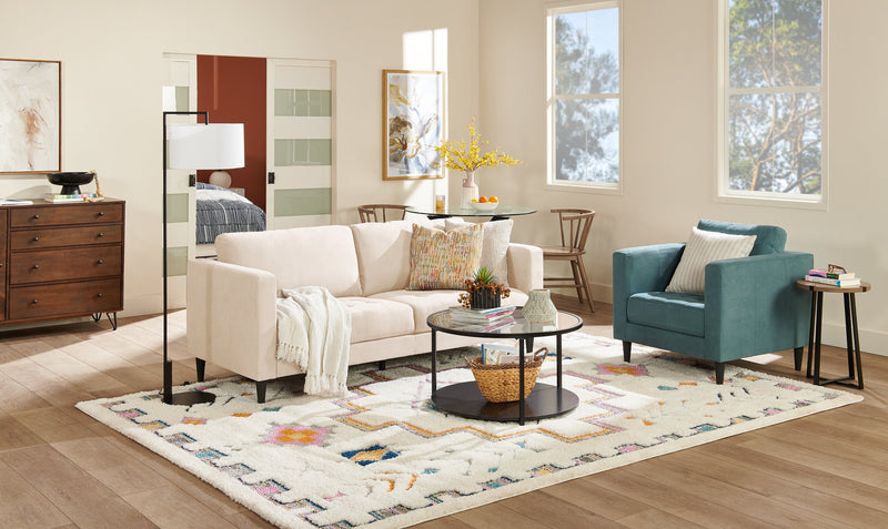 Sofa Metro de 78 po en tissu avec coussins de siège capitonnés et coussins de dossier réversibles - neutre