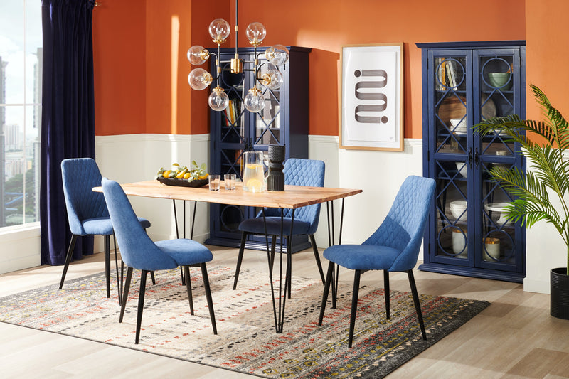 Chaise de salle à manger Miya en tissu de polyester et en métal - bleu marine