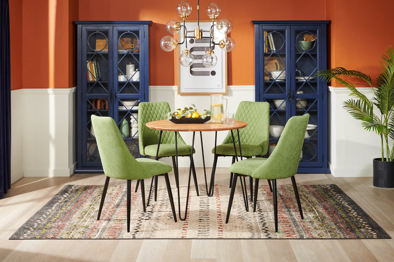 Chaise de salle à manger Miya en tissu de polyester et en métal - vert mousse